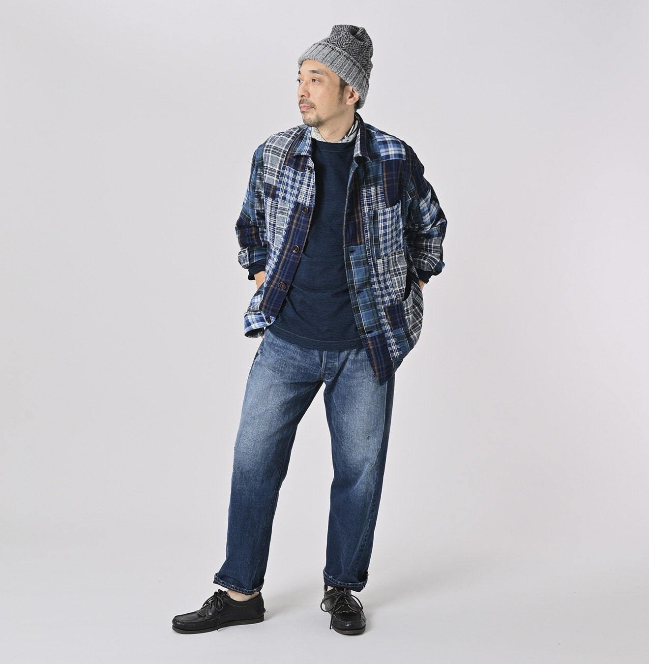 Ai Indigo Flannel Patchwork 908 4pocket Shirt (Size 4) - 45R by 45rpm studio