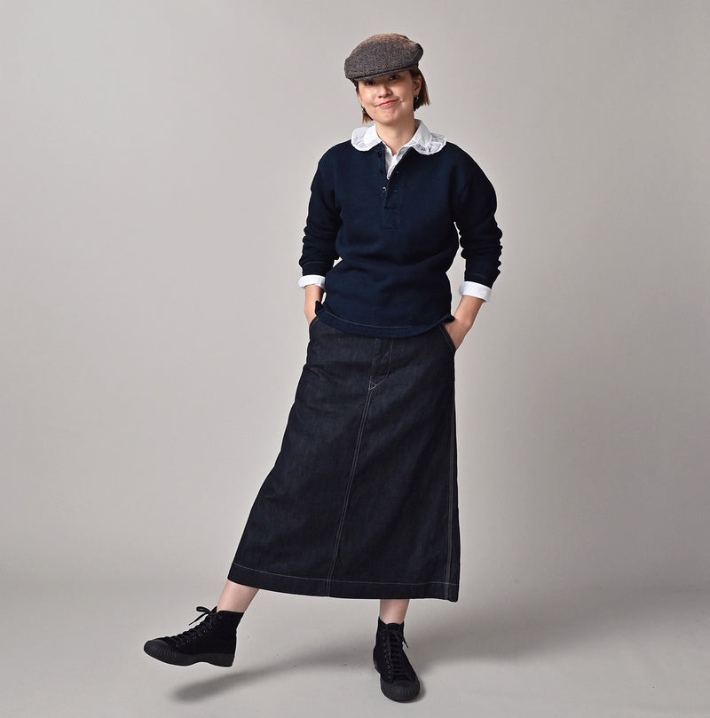 45R Indigo Cotton Fleece 908 Henley