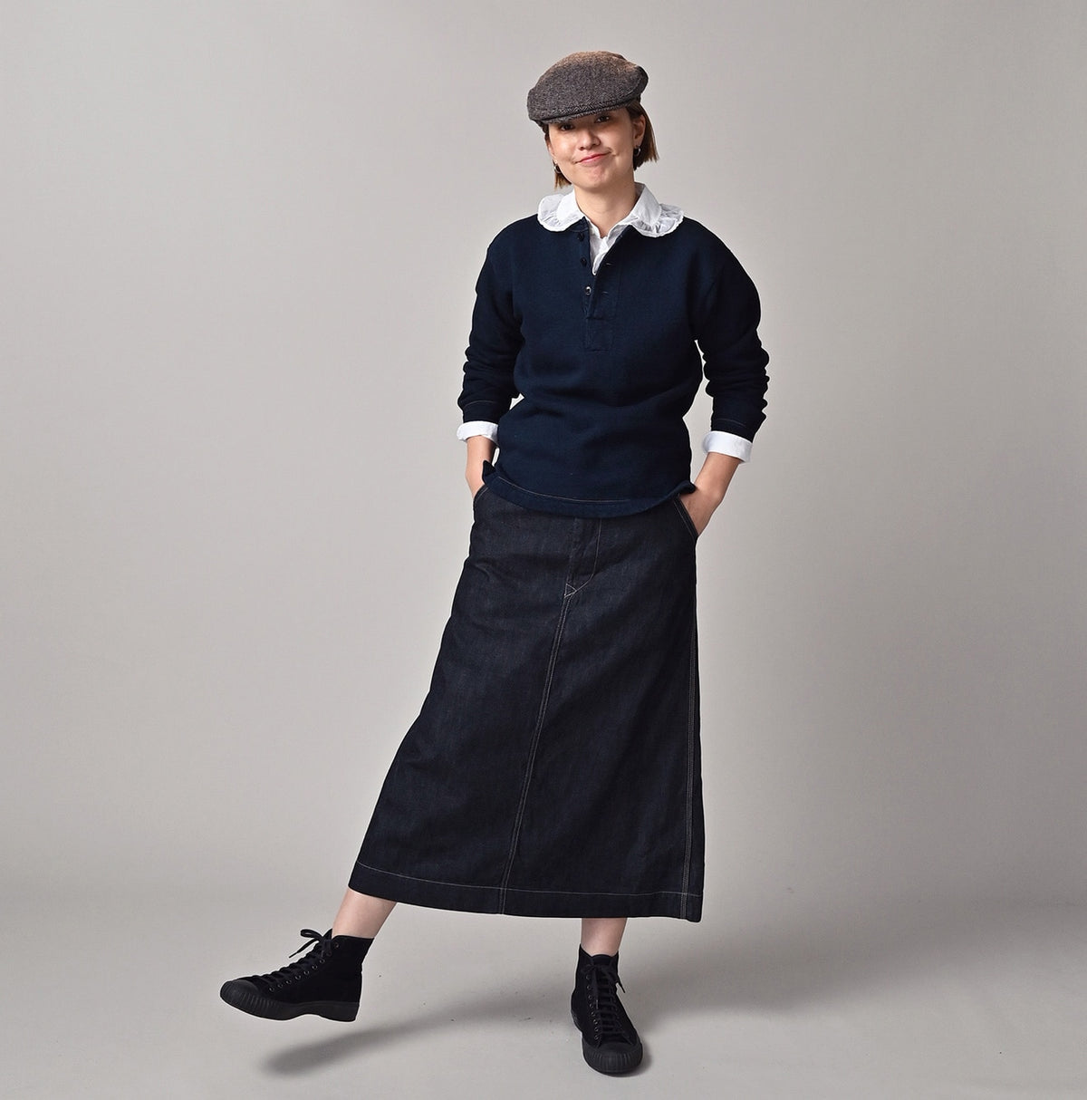 45R Indigo Cotton Fleece 908 Henley