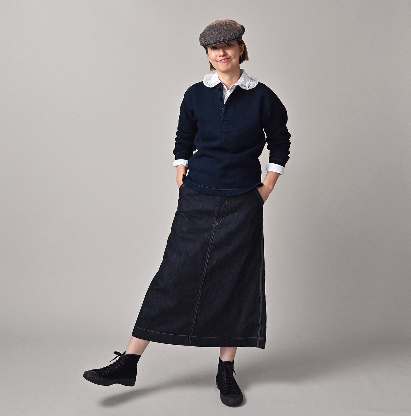 45R Indigo Cotton Fleece 908 Henley