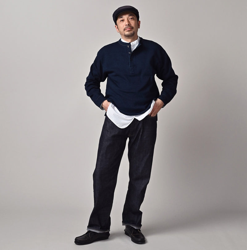 45R Indigo Cotton Fleece 908 Henley