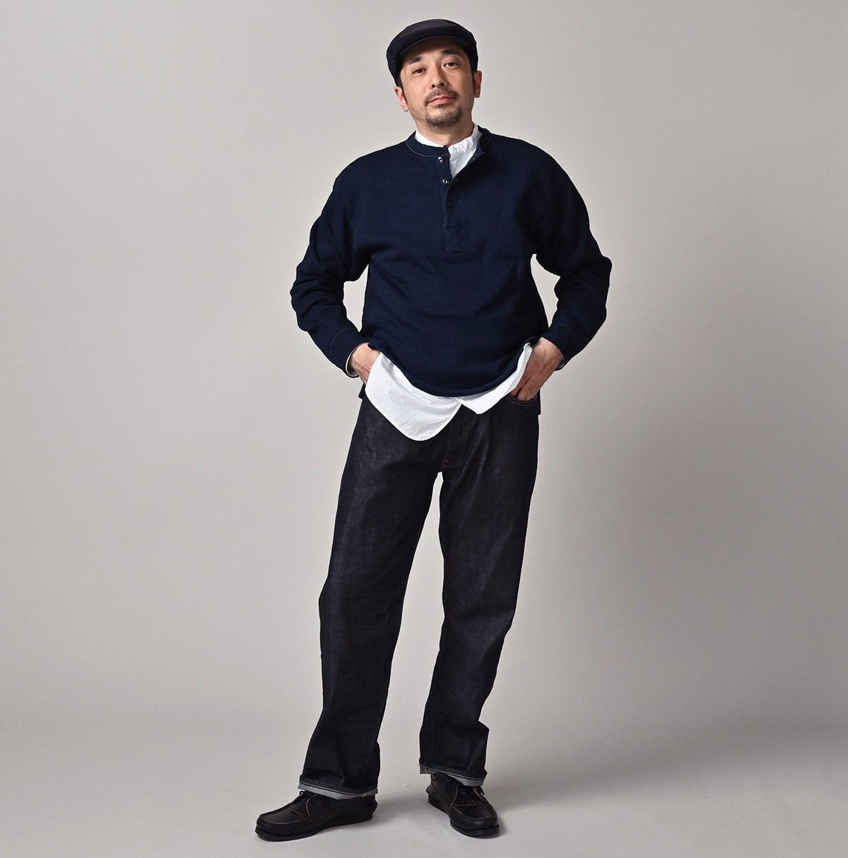 45R Indigo Cotton Fleece 908 Henley