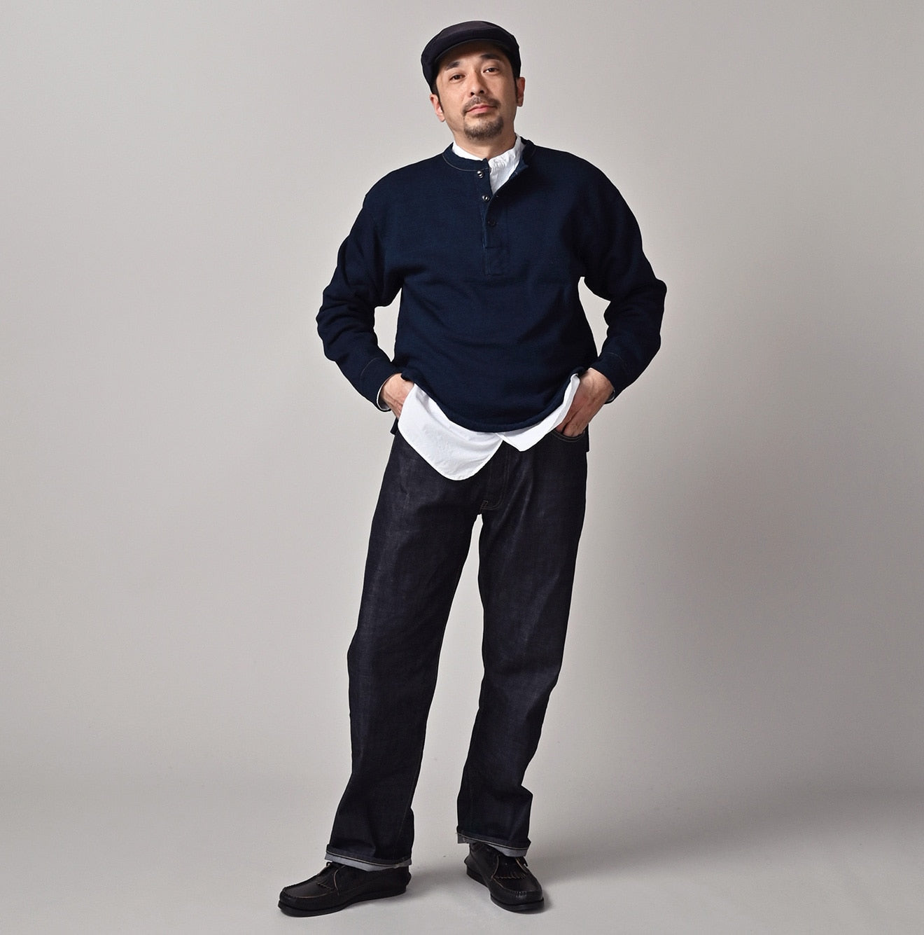 45R Indigo Cotton Fleece 908 Henley