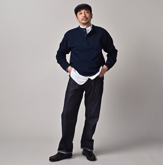 45R Indigo Cotton Fleece 908 Henley
