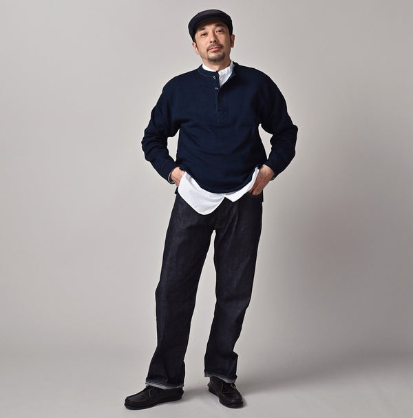 45R Indigo Cotton Fleece 908 Henley