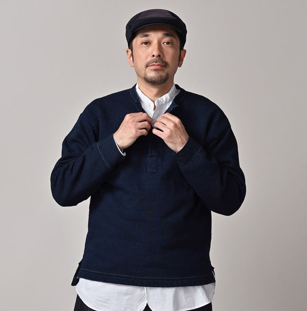 45R Indigo Cotton Fleece 908 Henley