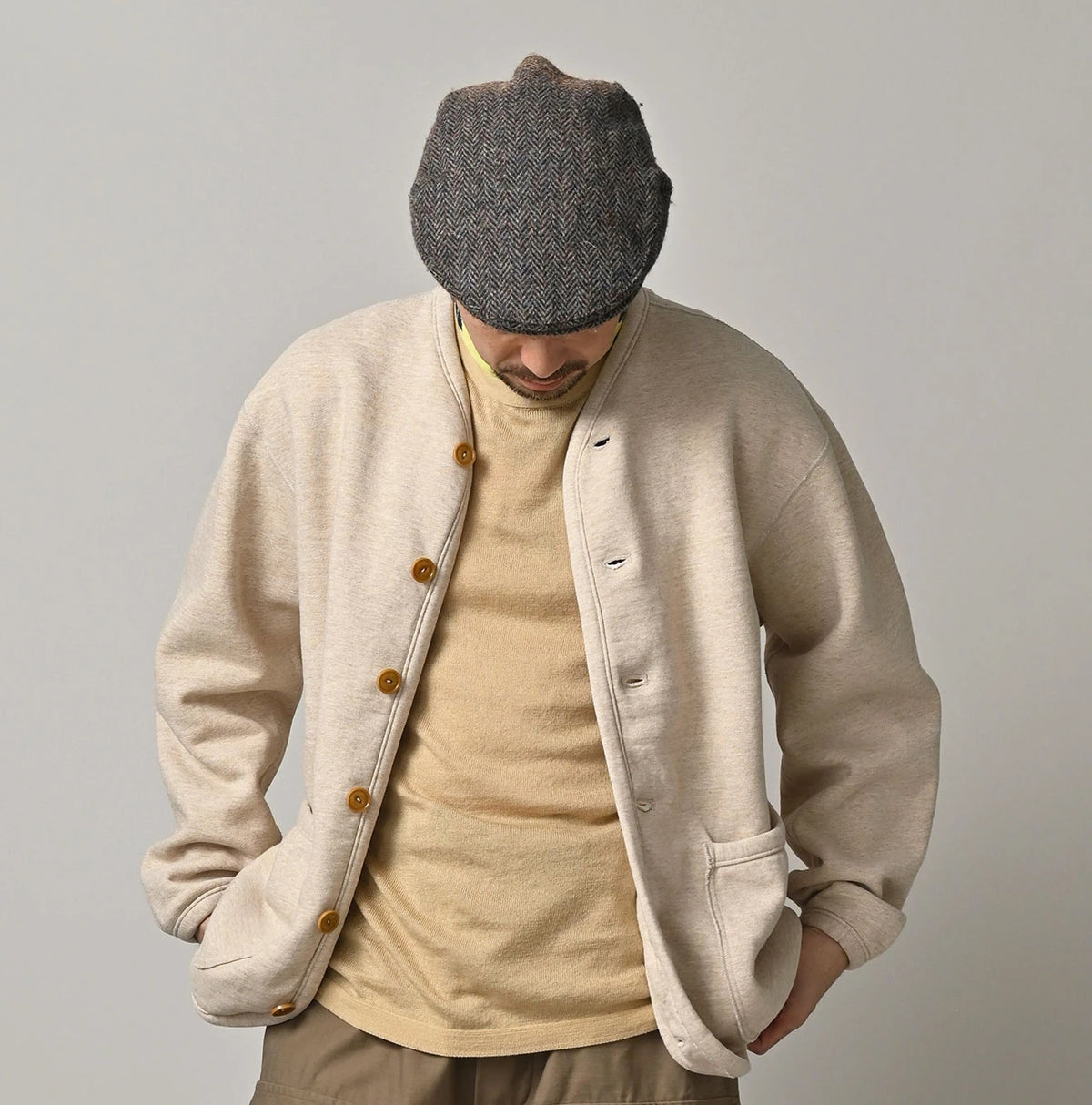 45R Heritage Cotton Fleece 908 Binder Cardigan (Top-dyed)