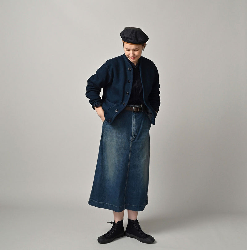 45R Indigo Heritage Cotton Fleece Binder Cardigan - Image 6