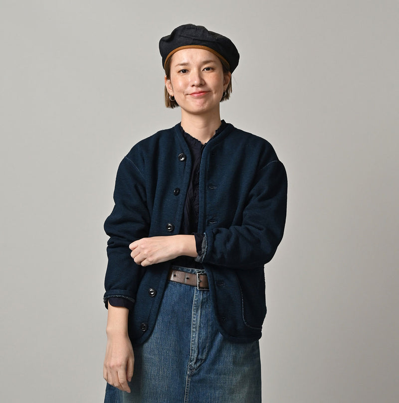 45R Indigo Heritage Cotton Fleece Binder Cardigan - Image 7