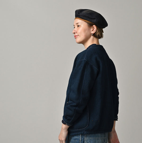 45R Indigo Heritage Cotton Fleece Binder Cardigan