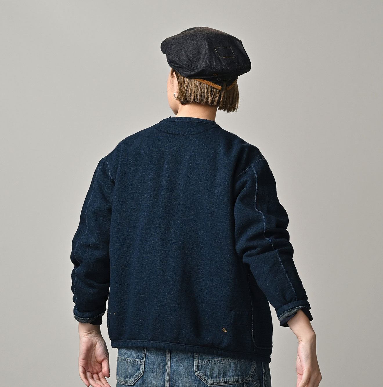 45R Indigo Heritage Cotton Fleece Binder Cardigan