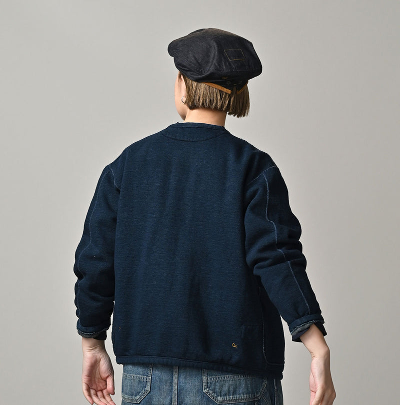 45R Indigo Heritage Cotton Fleece Binder Cardigan - Image 9