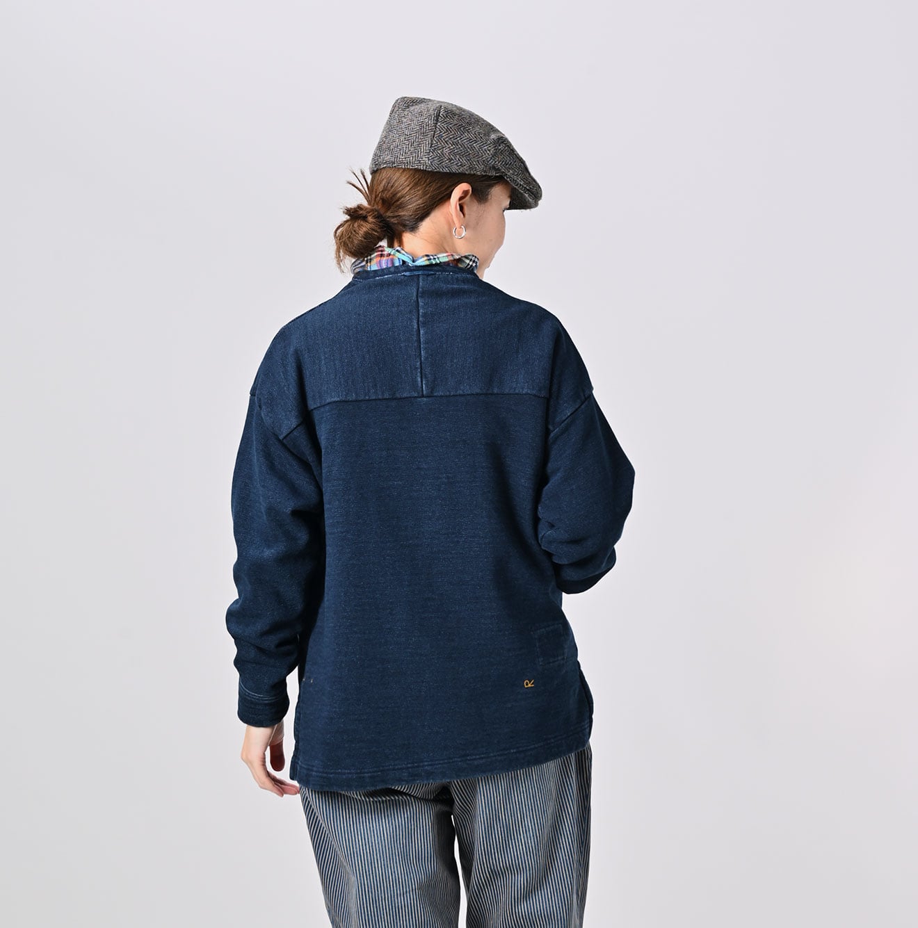 45R Indigo Cotton Fleece 908 8-knot Shawl Blouson