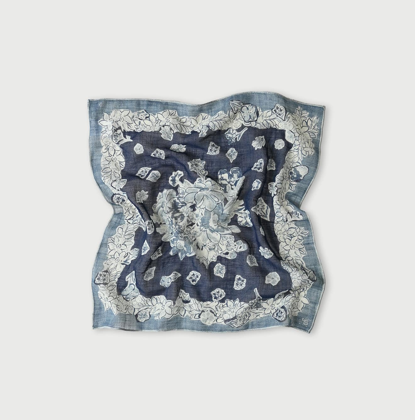 45R Indigo Gauze Bouquet Bandana - Image 1
