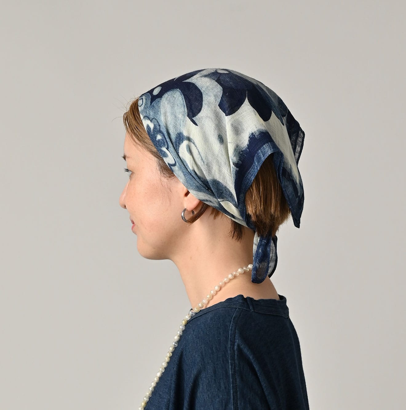 Indigo Gauze Twill Picture Book Bandana | 45R Official Online