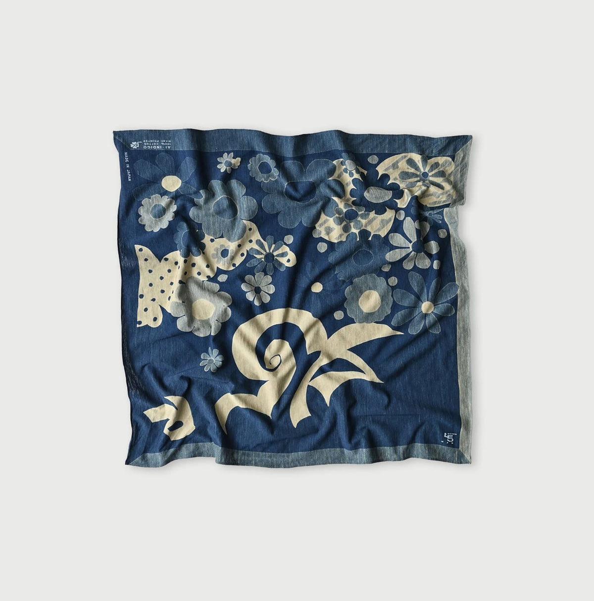 45R Indigo Tenjiku Happy Doodle Bandana
