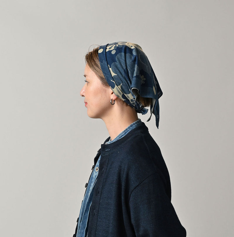 45R Indigo Tenjiku Happy Doodle Bandana
