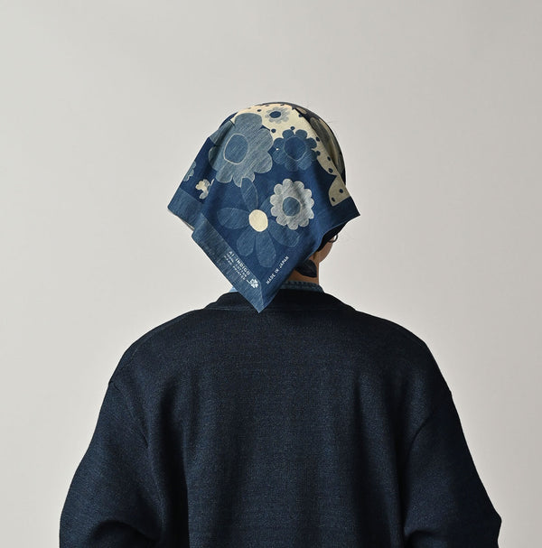 45R Indigo Tenjiku Happy Doodle Bandana