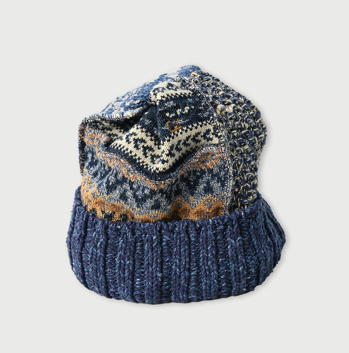 45R Indigo Tamatebako Patchwork Knit Cap