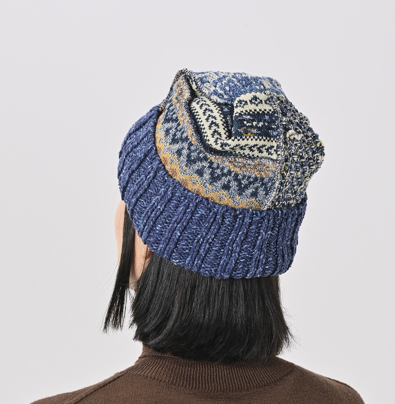 45R Indigo Tamatebako Patchwork Knit Cap