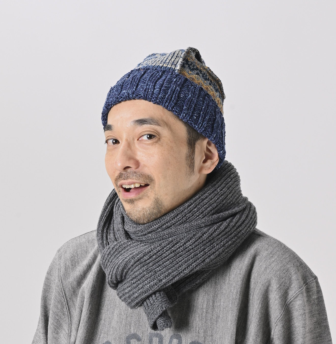 45R Indigo Tamatebako Patchwork Knit Cap