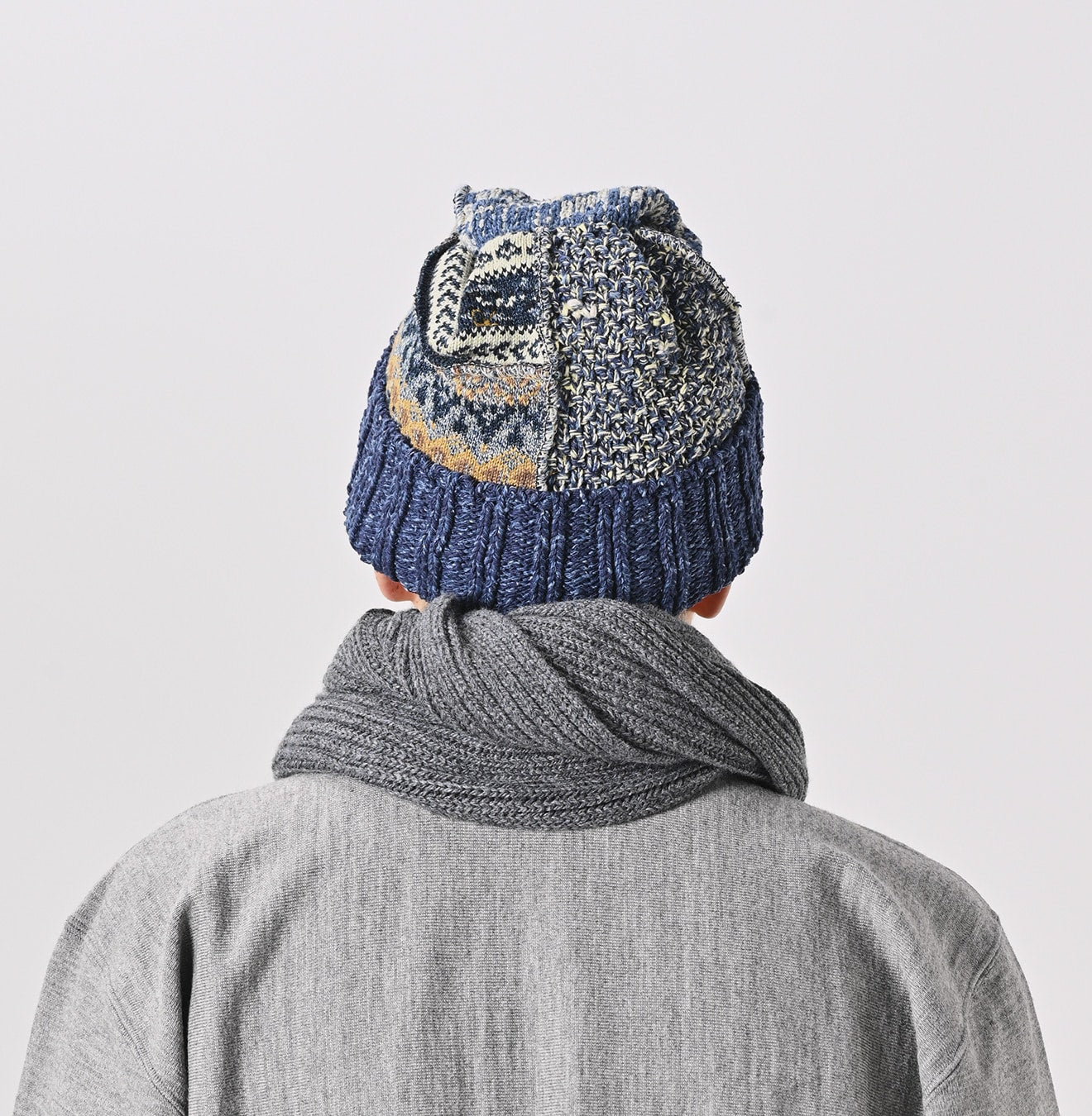 45R Indigo Tamatebako Patchwork Knit Cap