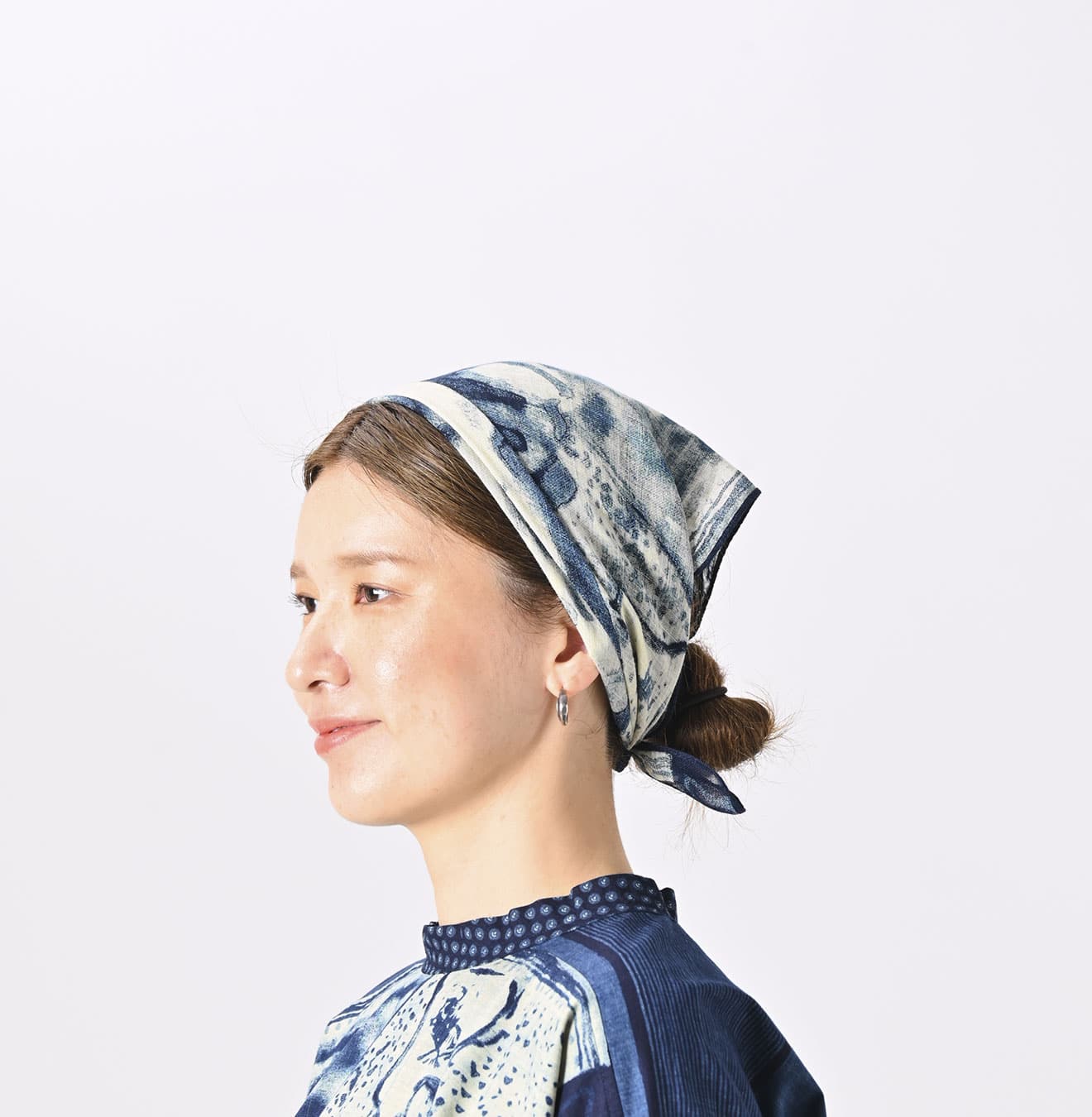 45R Indigo Gauze Picture Book Bandana