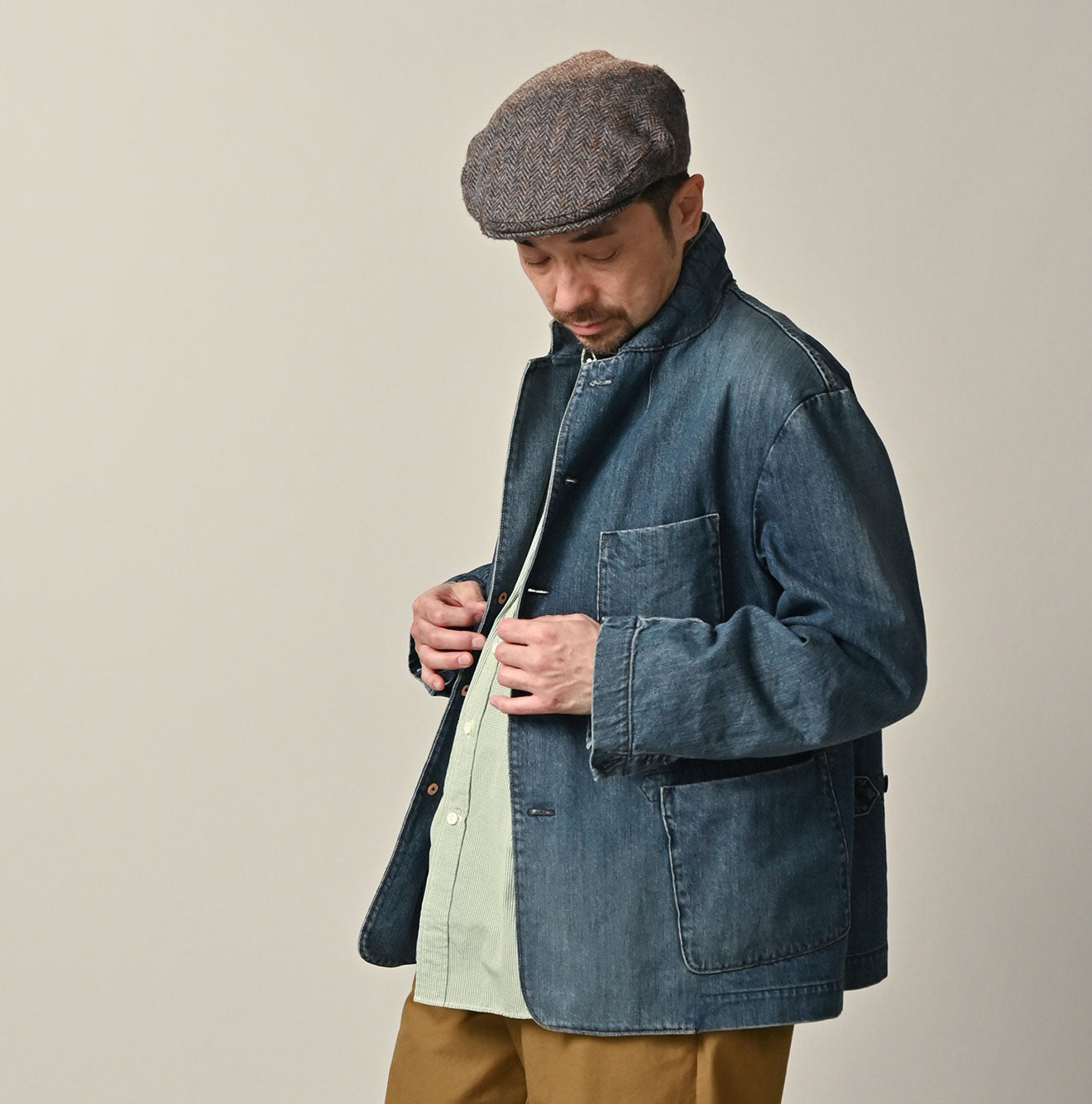 45R Rye Mugi Denim 908 Cardigan Jacket Distressed