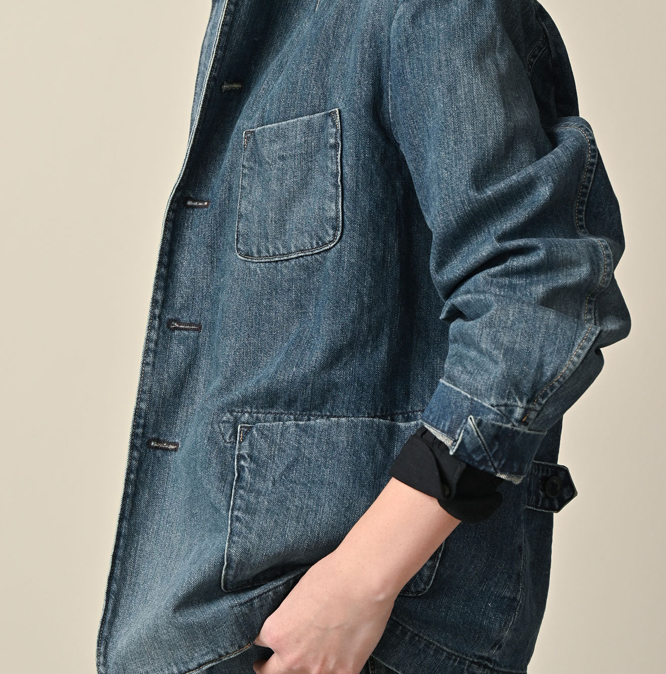 45R Rye Mugi Denim 908 Cardigan Jacket Distressed