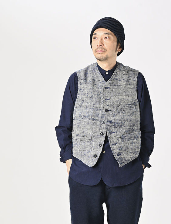 Ai Indigo Linen Silk Tweed 908 Vest (Size 4)