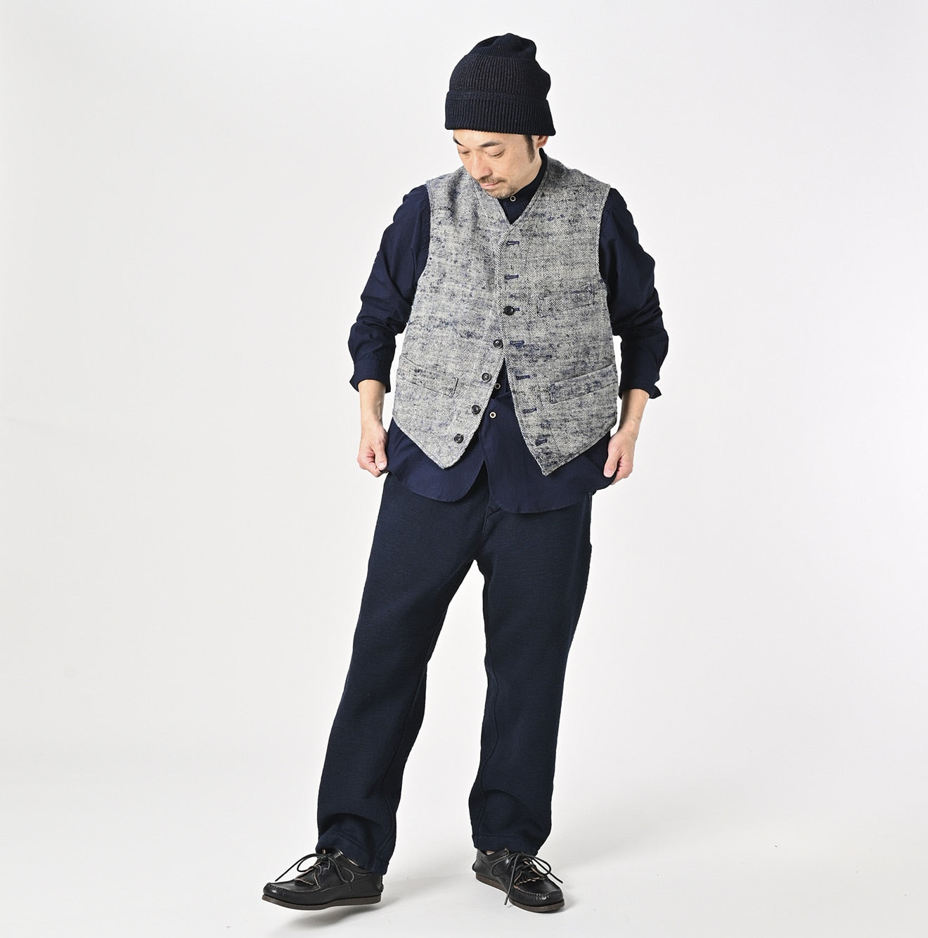 45R Ai Indigo Linen Silk Tweed 908 Vest