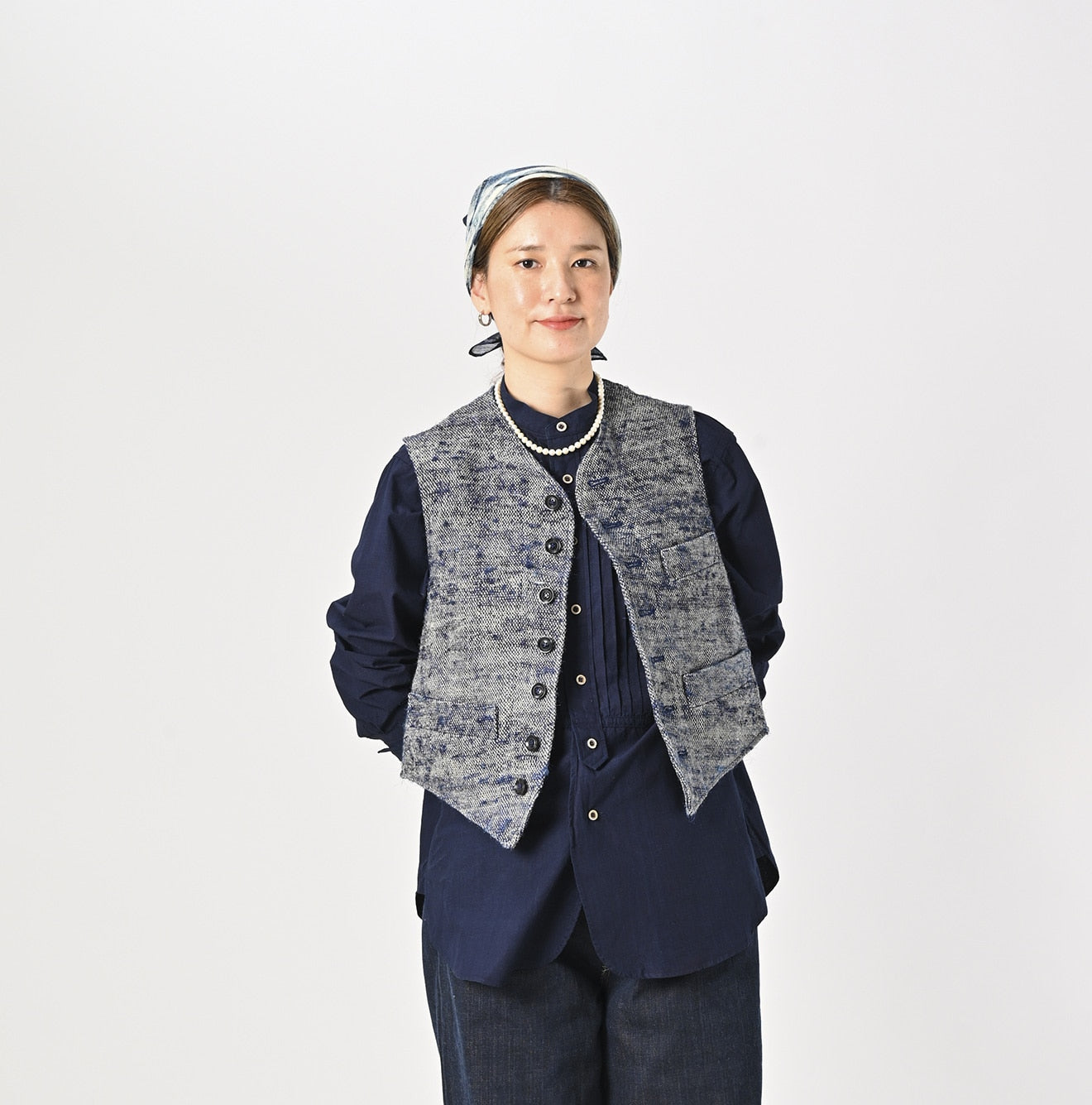 45R Ai Indigo Linen Silk Tweed 908 Vest