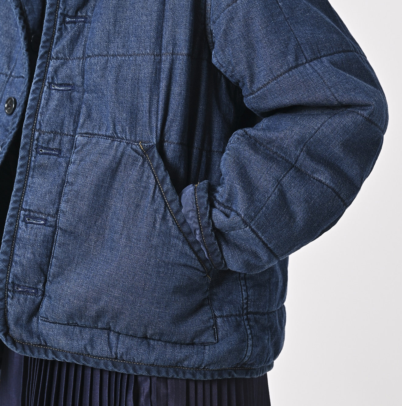 45R Indigo 45 Petit Denim 908 Stand Collar Blouson Distressed