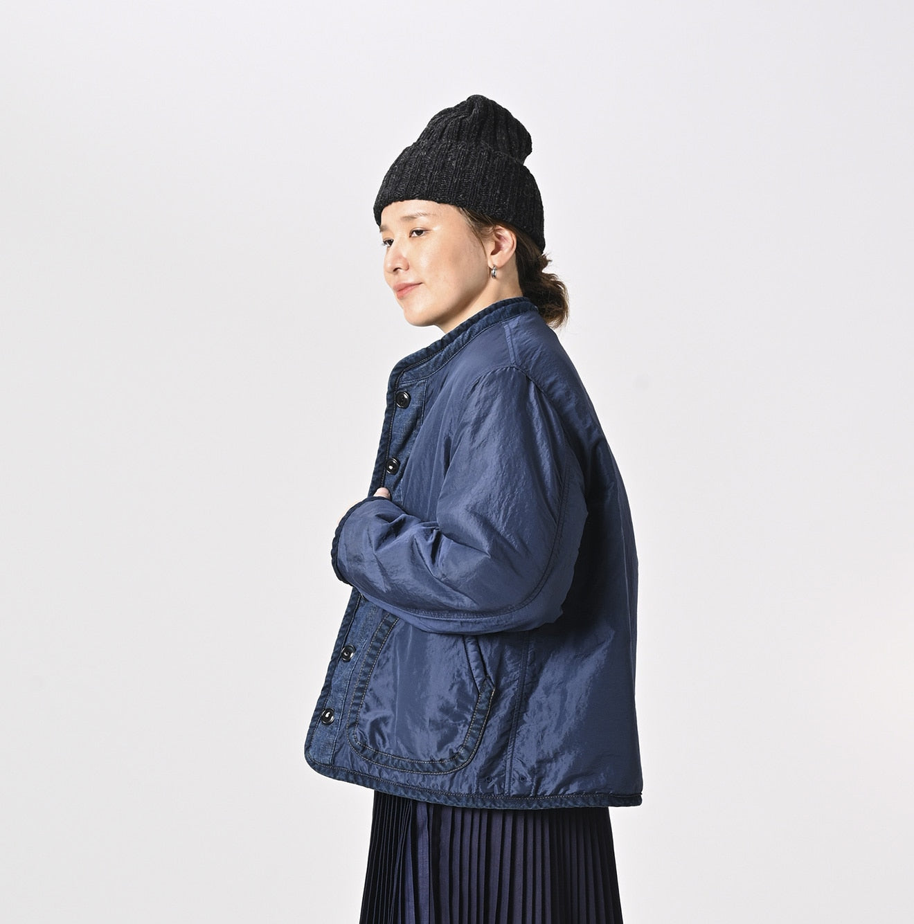 45R Indigo 45 Petit Denim 908 Stand Collar Blouson Distressed