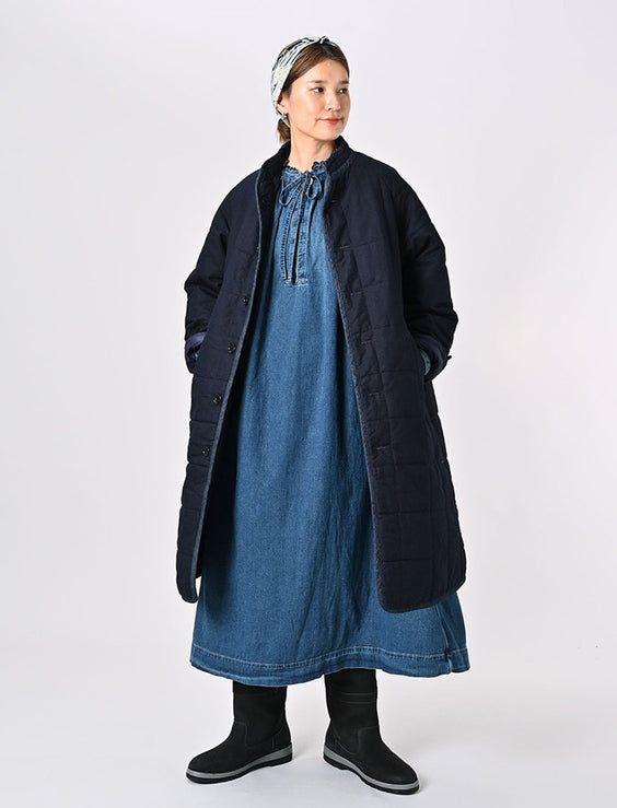 Indigo Oxford Quilt x Nylon Coat