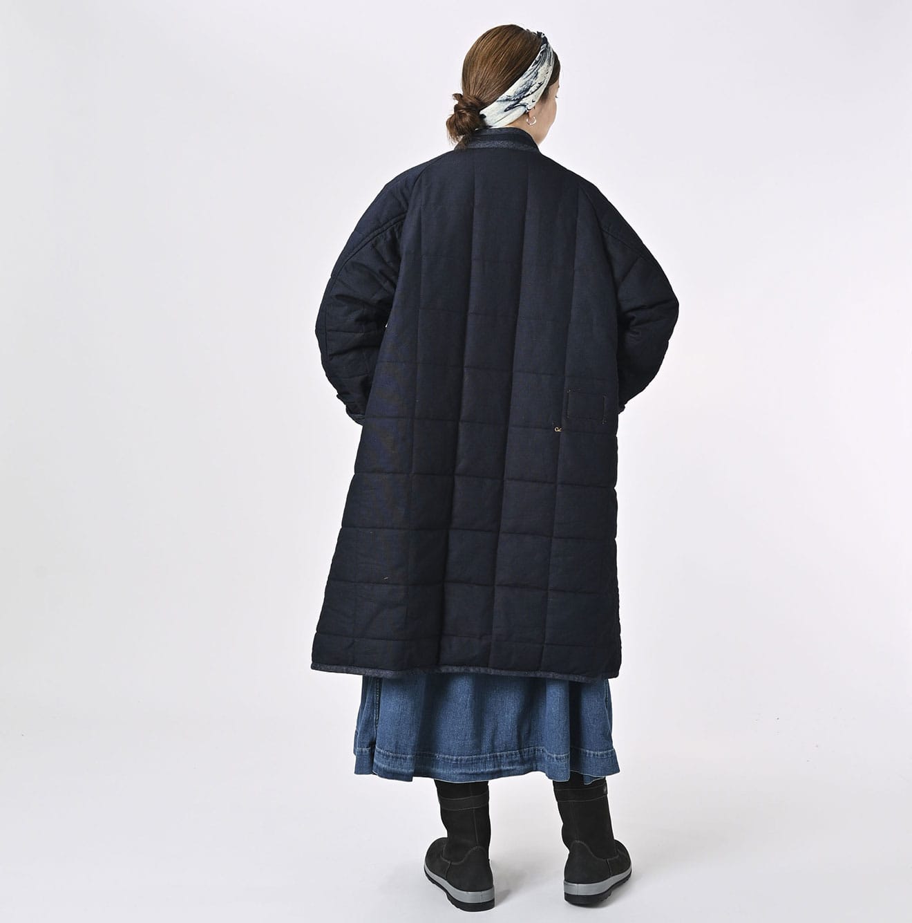 45R Indigo Oxford Quilt x Nylon Coat