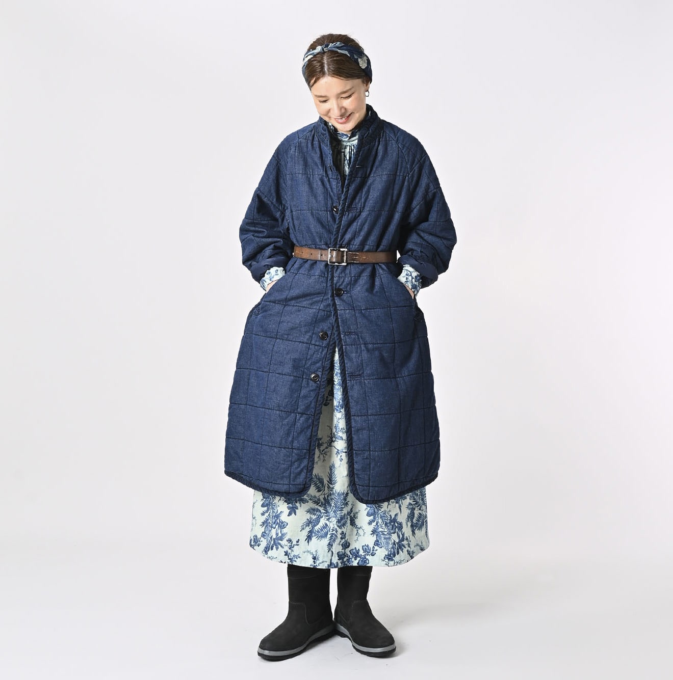 45R 45 Petit Denim Nylon Coat Distressed