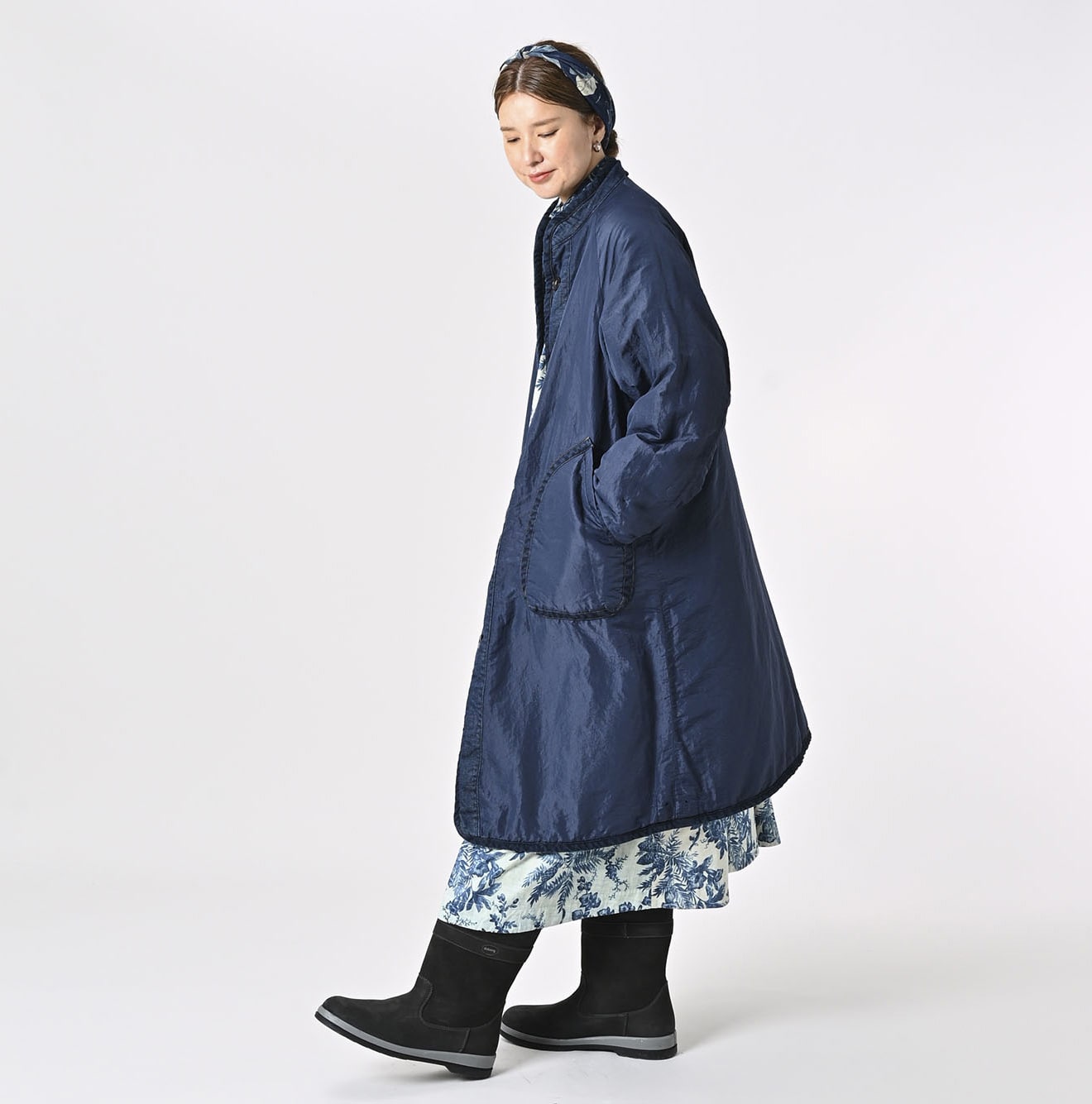 45R 45 Petit Denim Nylon Coat Distressed