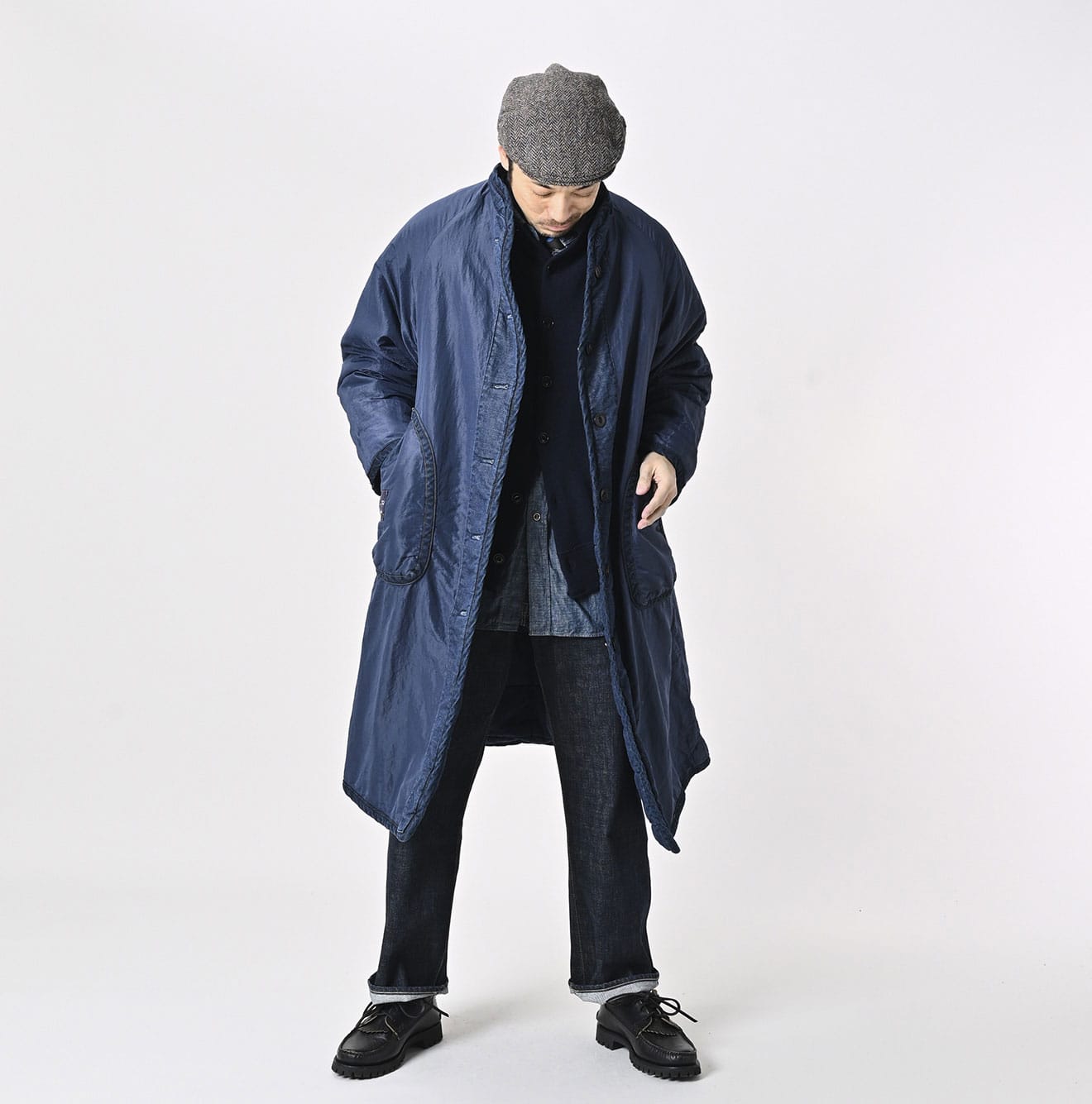 45R 45 Petit Denim Nylon Coat Distressed