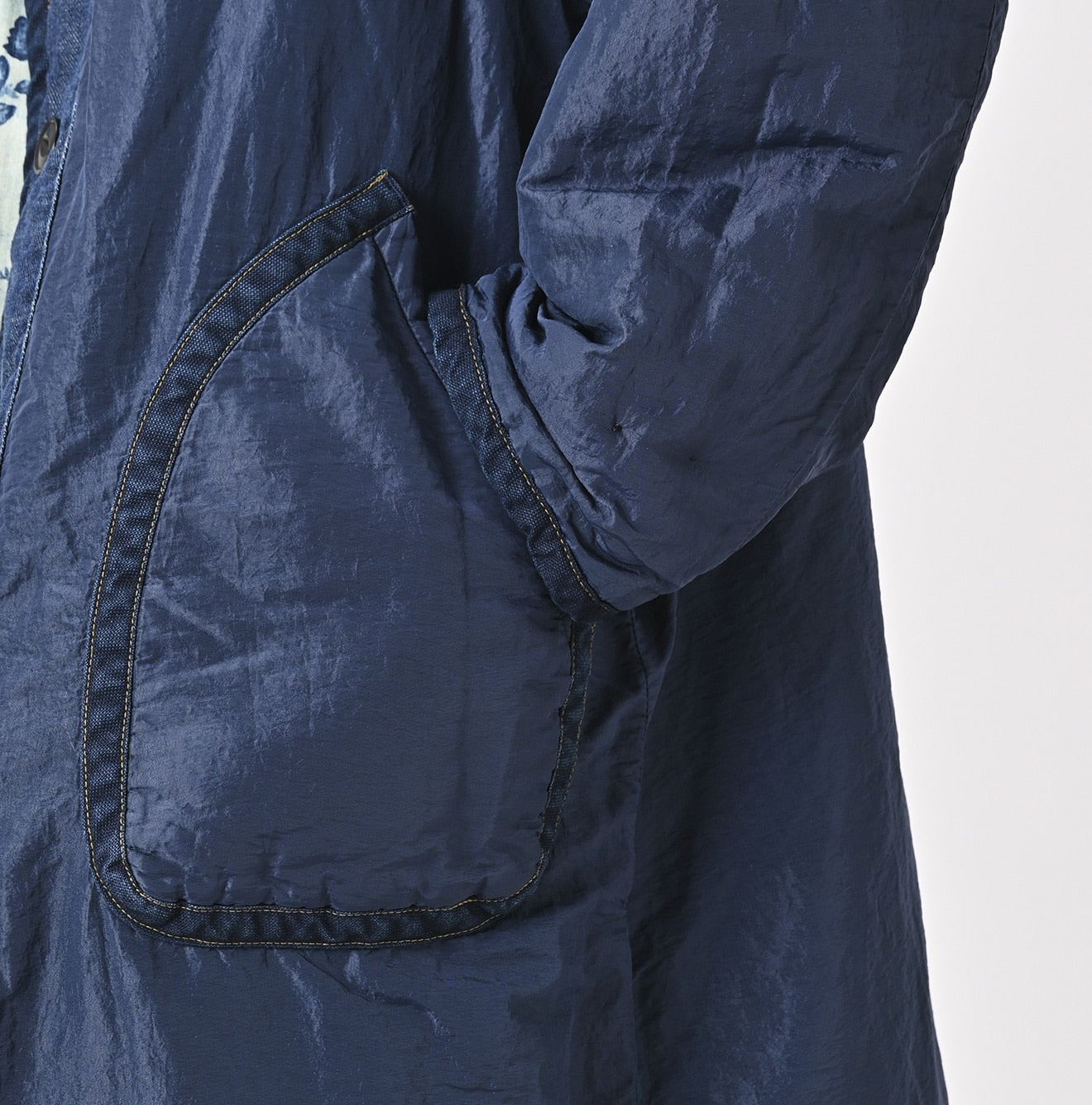 45R 45 Petit Denim Nylon Coat Distressed