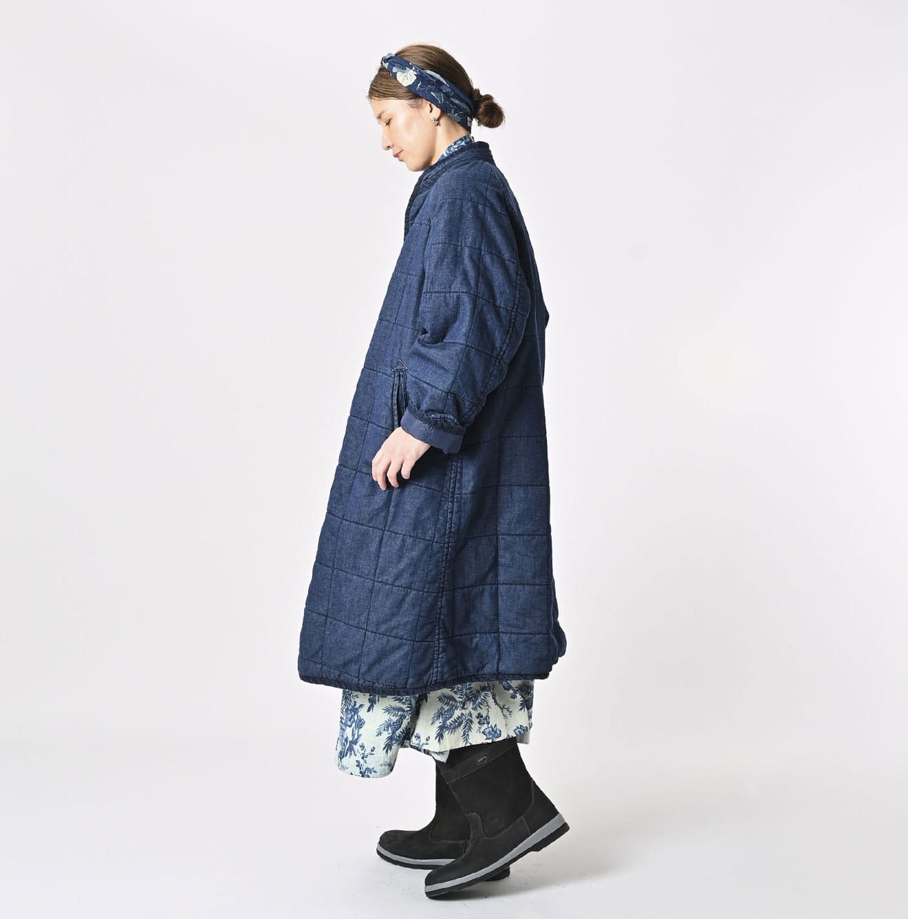 45R 45 Petit Denim Nylon Coat Distressed