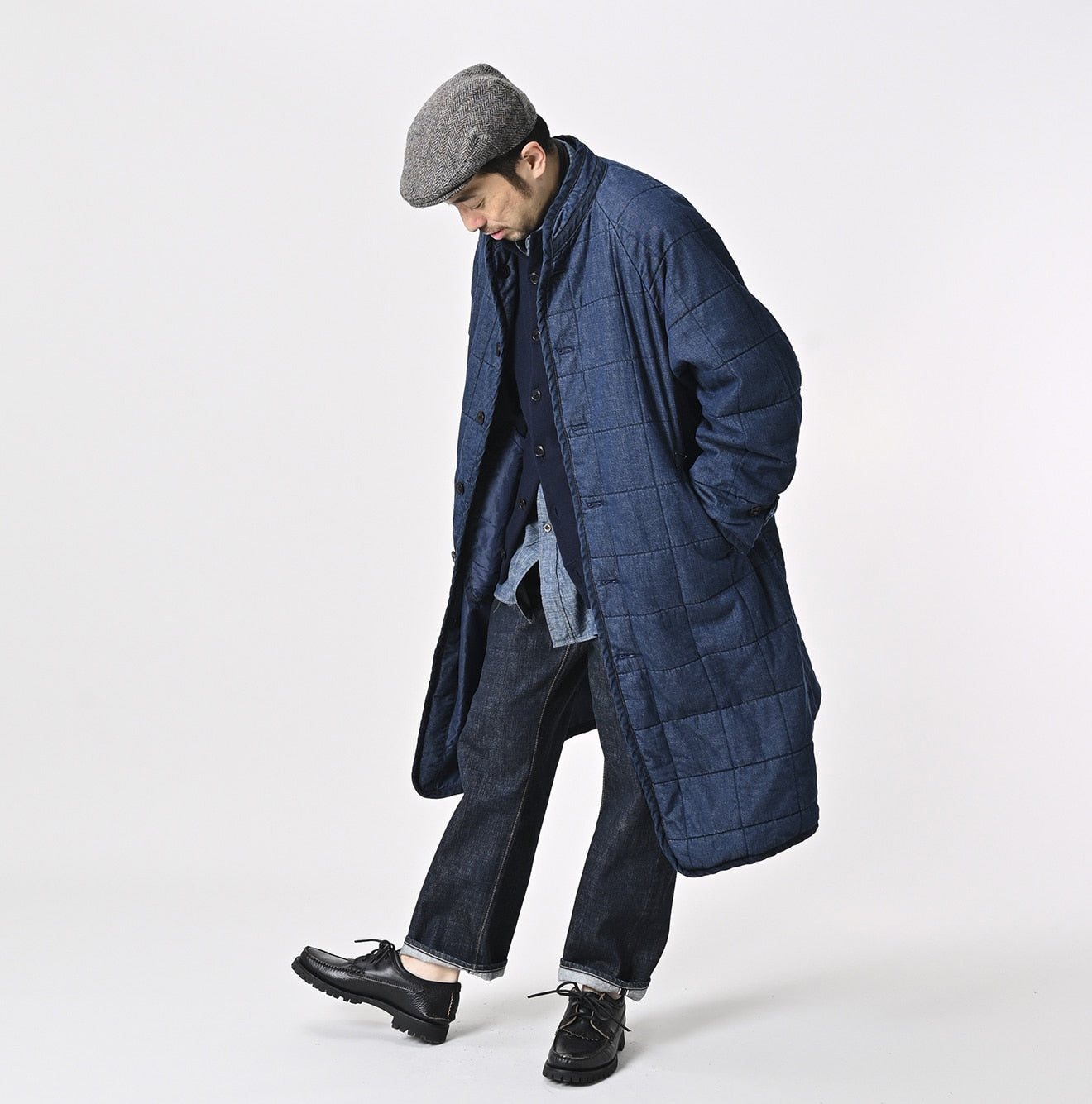 45R 45 Petit Denim Nylon Coat Distressed