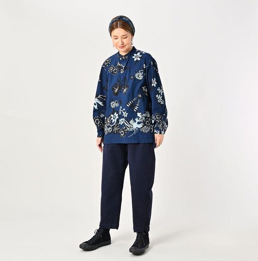 Indigo Fushicho Easy Stand Collar Shirt (Size 2) - 45R by 45rpm studio
