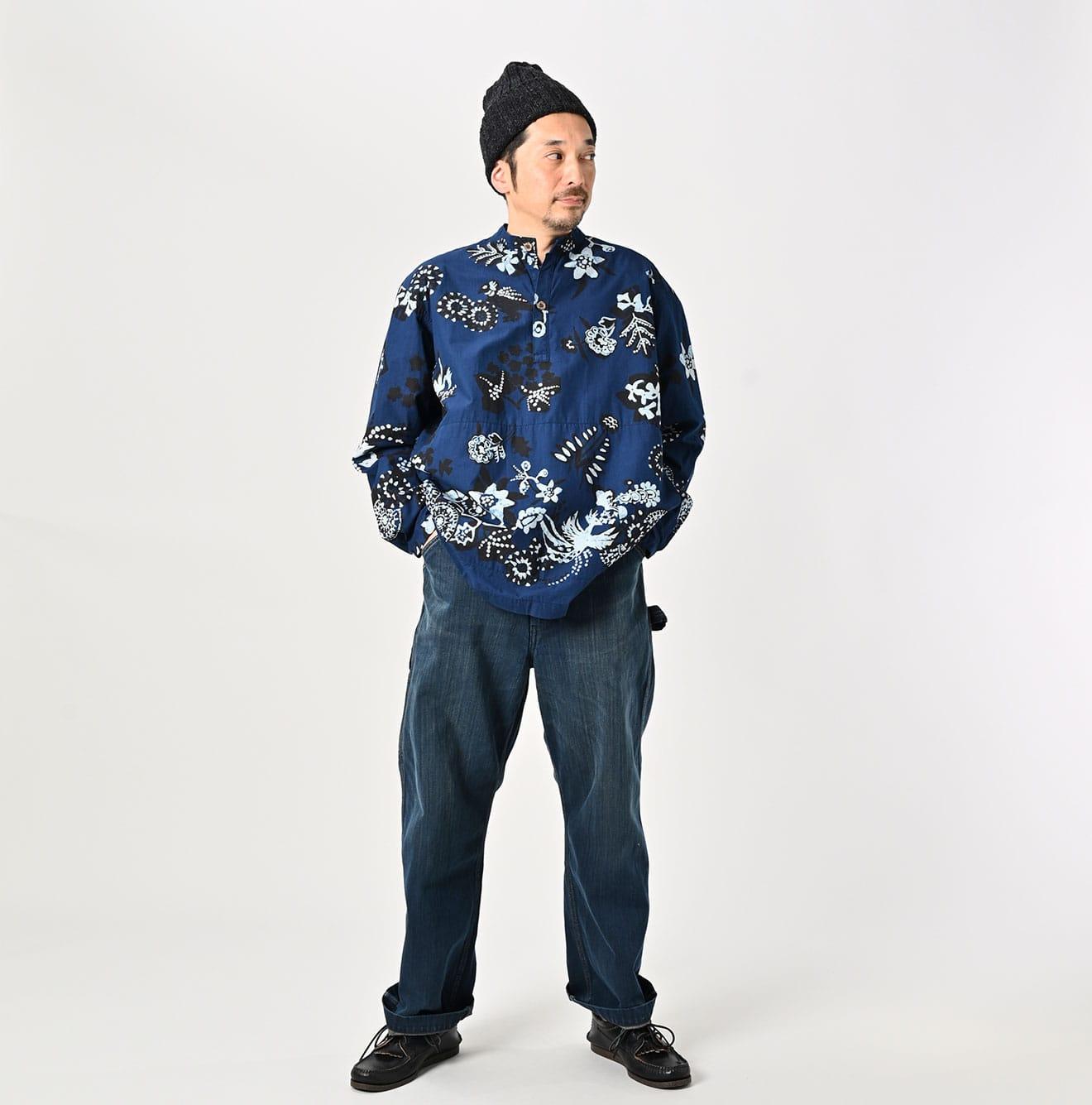 Indigo Fushicho Easy Stand Collar Shirt (Size 2) - 45R by 45rpm studio - Image 6