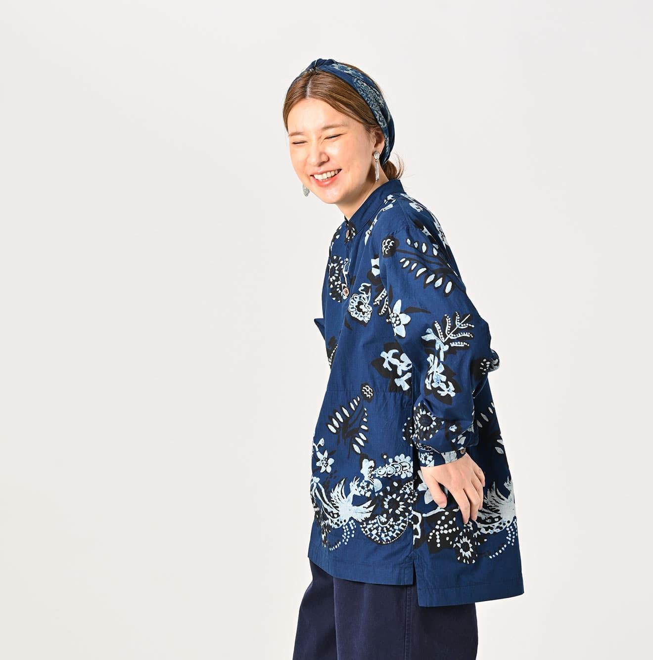 Indigo Fushicho Easy Stand Collar Shirt (Size 2) - 45R by 45rpm studio - Image 4