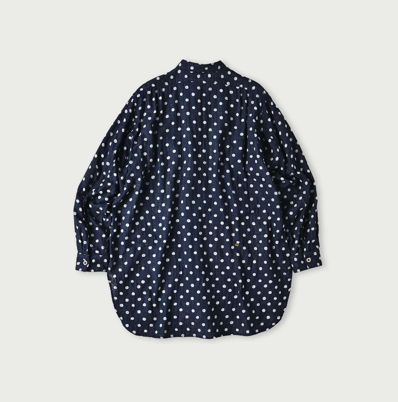 45R Indigo Fuwafuwa Double-woven 908 Dots Pullover Shirt