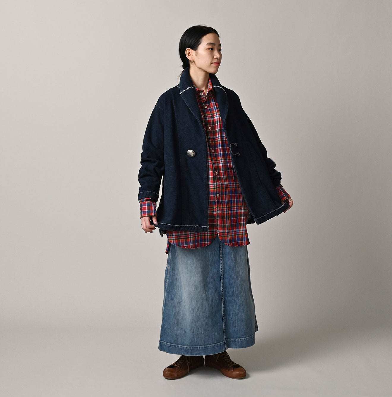 45R Indigo Cotton Fleece 908 Mountain Shawl