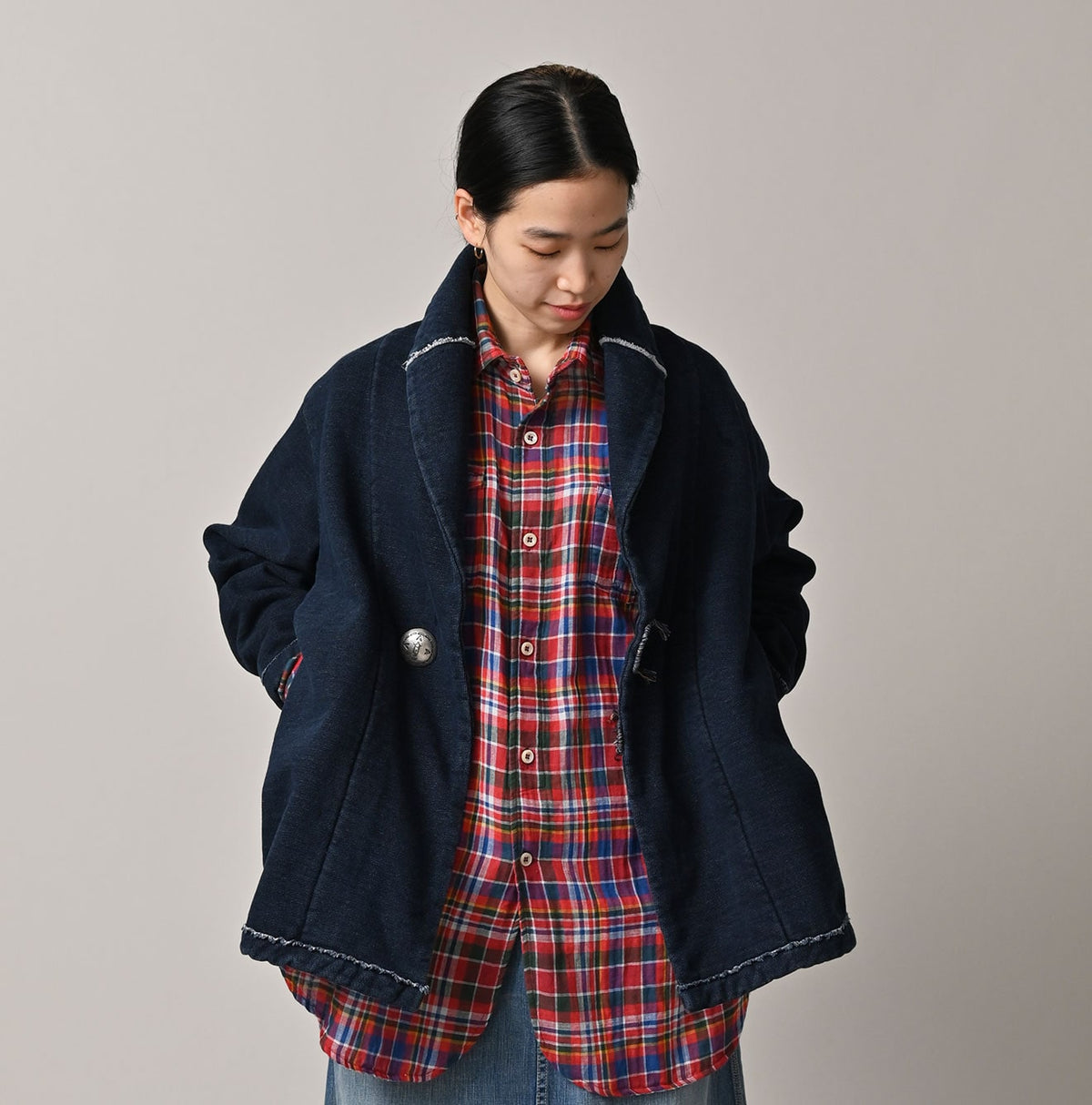 45R Indigo Cotton Fleece 908 Mountain Shawl