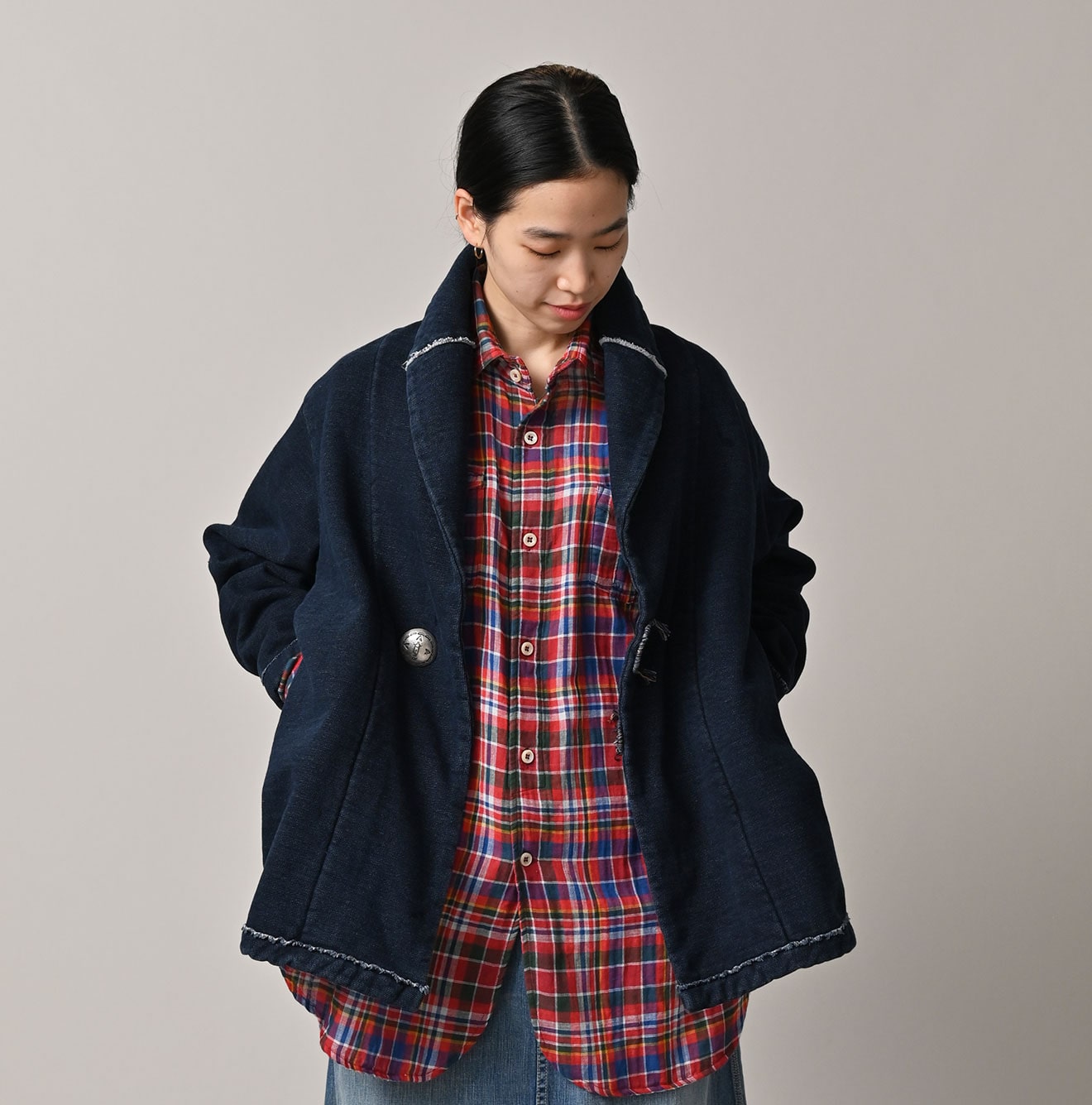 45R Indigo Cotton Fleece 908 Mountain Shawl