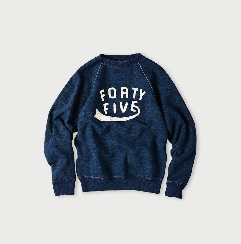 45R Indigo Cotton Fleece Raglan Sweatshirt - Image 1